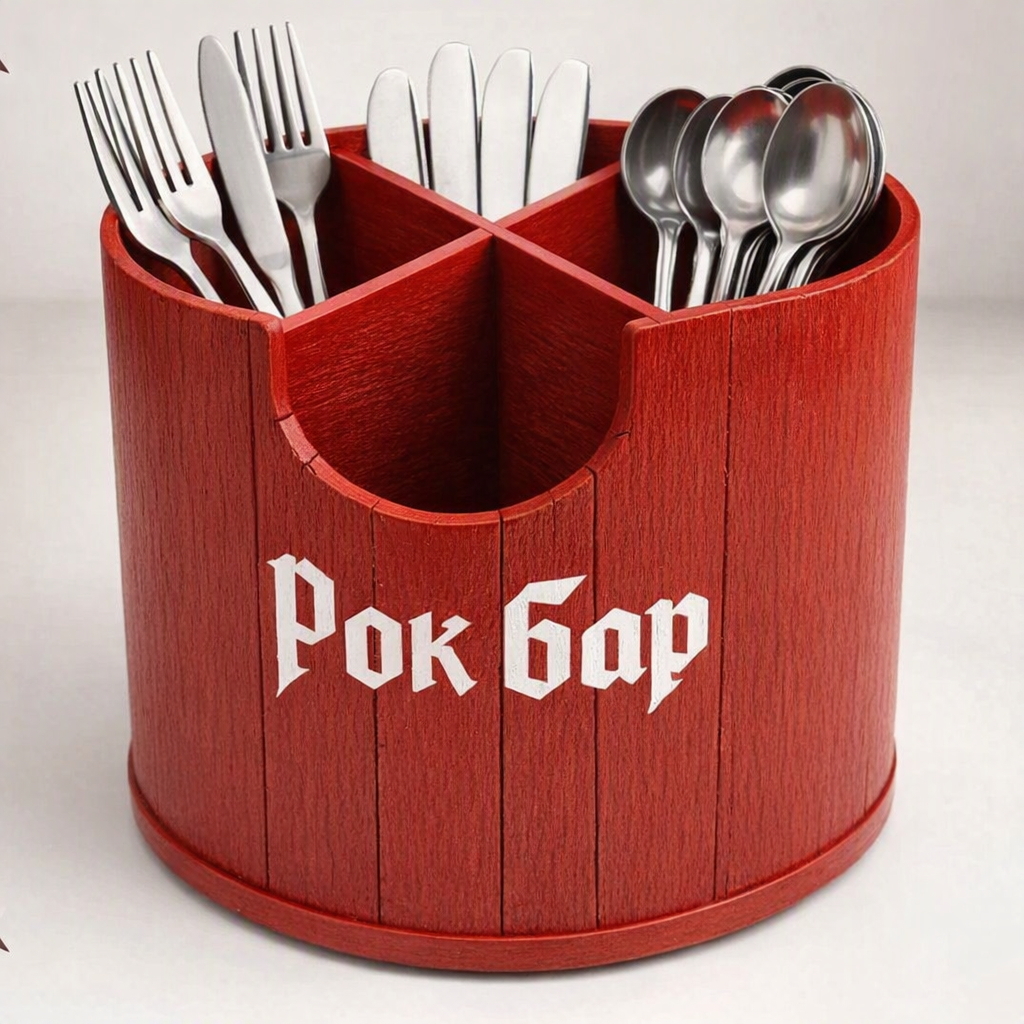 Стильная подставка для столовых приборов из берёзовой фанеры — изображение 2